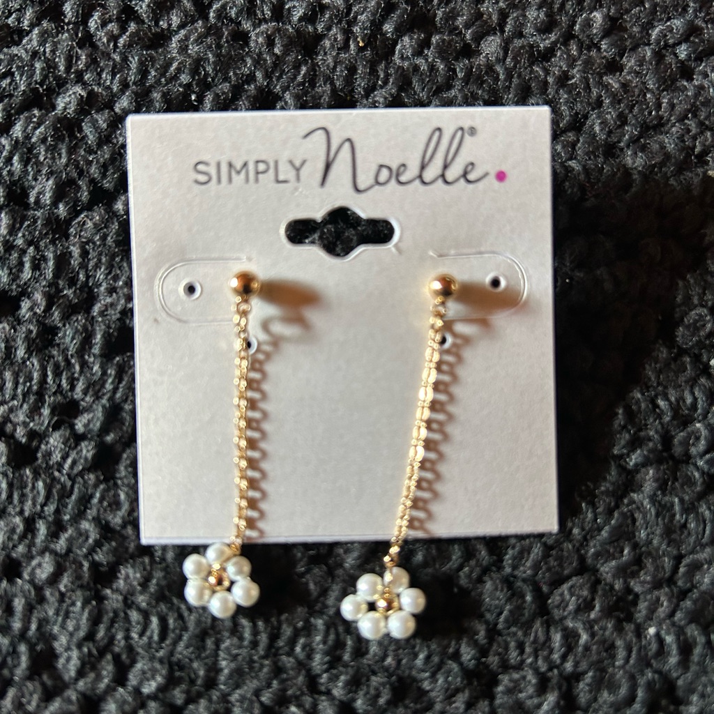Gold And White Dangling Earrings